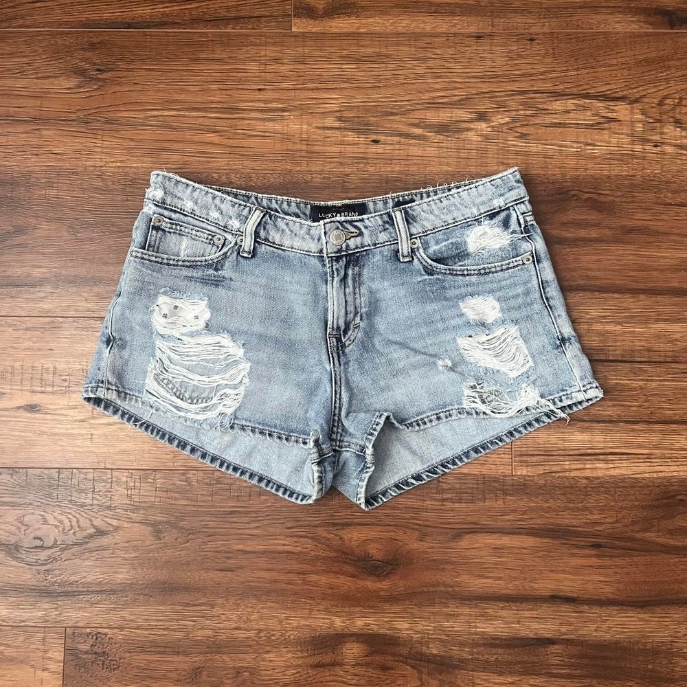 Lucky Brand Distressed Denim Light Wash Shorts Women 6‎ Indie Y2K Streetwear